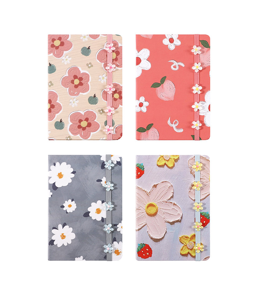 LIBRETA MP TAPA DURA A5 3D PATCH FLOWE 96 HOJAS