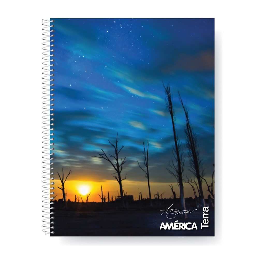 CUADERNO AMERICA TERRA ESPIRALADO 16X21 80 HOJAS RAYADAS