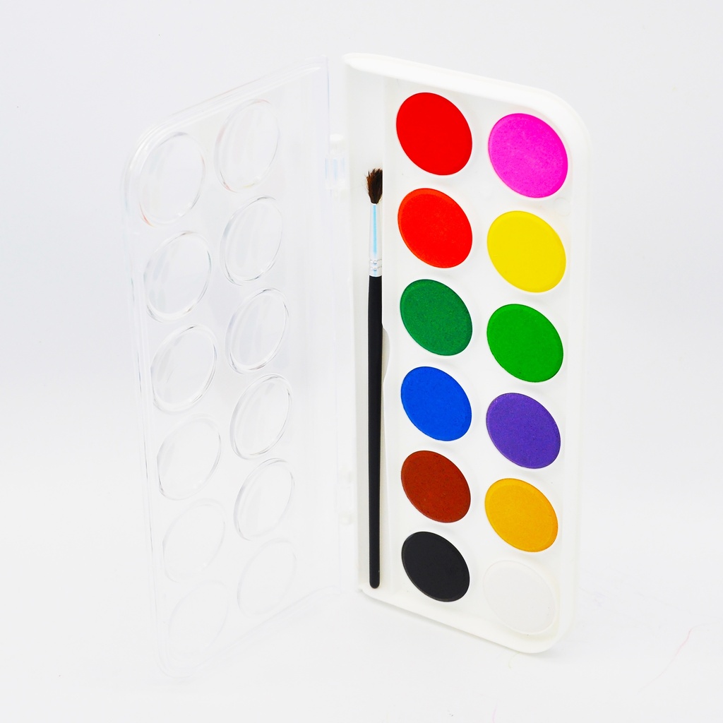 ACUARELAS KIRUKI X 12 COLORES CLASICOS + PINCEL