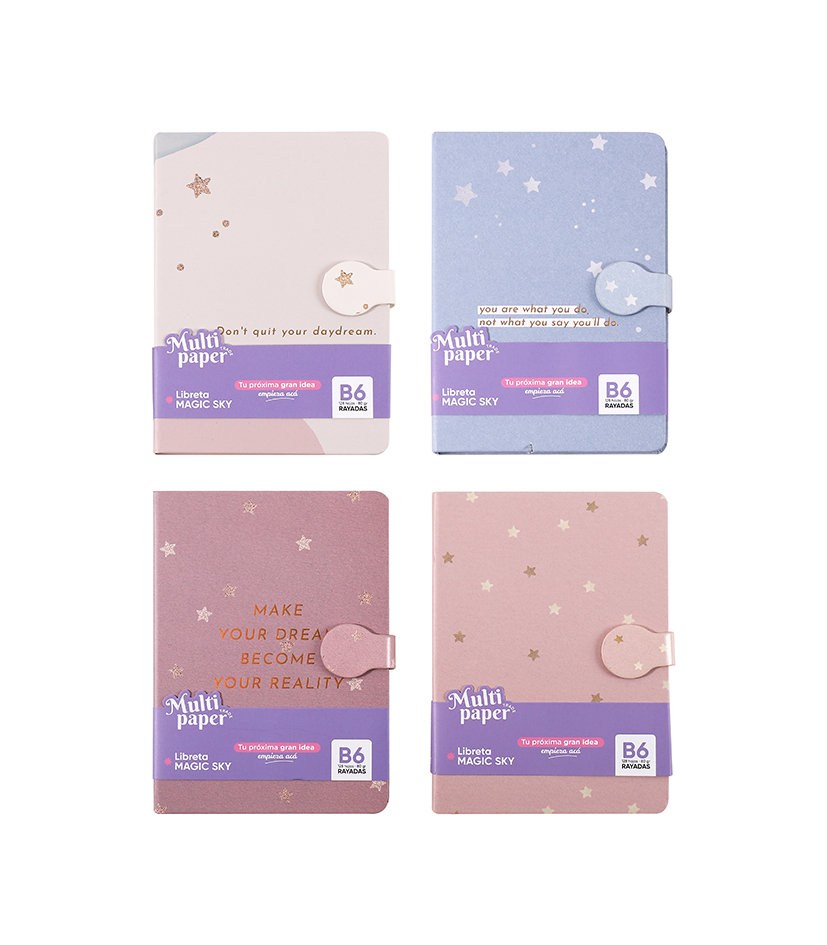 LIBRETA MP TAPA DURA A5 CON CIERRE IMANTADO MAGIC SKY X128