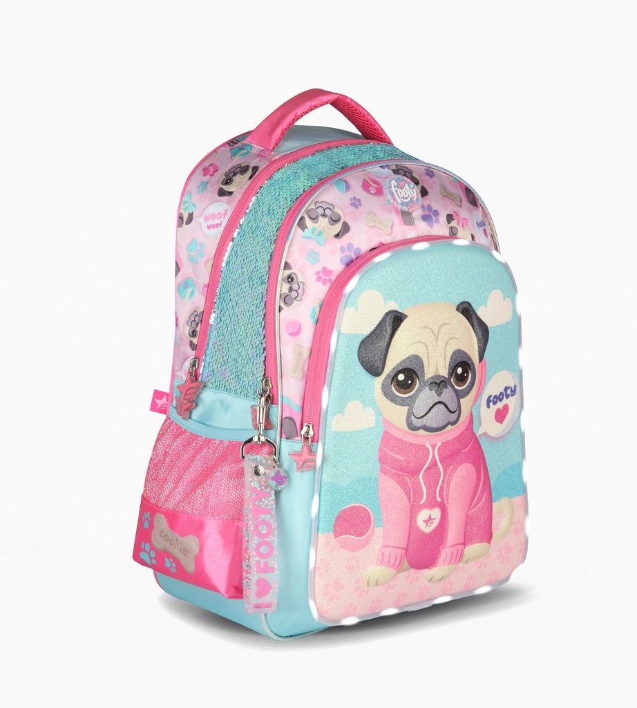 MOCHILA FOOTY ESPALDA 18" NENA CON LED PUPPY