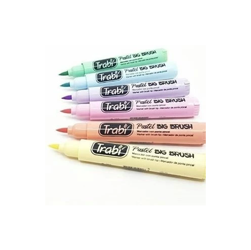 MARCADOR TRABI BIG BRUSH X 6 PASTEL SURTIDO