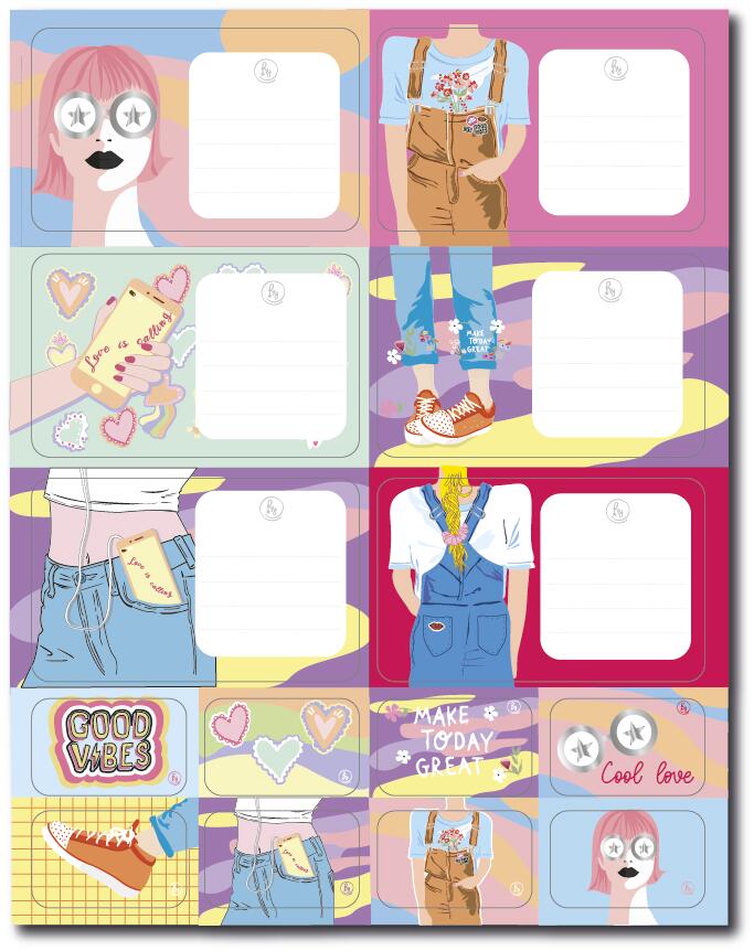 ETIQUETAS RY 1044 VARIOS MOTIVOS X6 + STICKERS