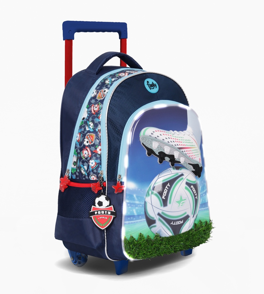 MOCHILA FOOTY C/CARRO 18'' CHAMPIOS LEAGUE C/LUZ