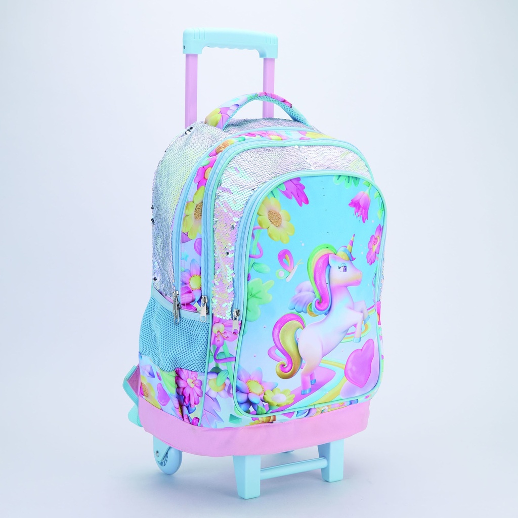MOCHILA FILGO C/CARRO 18'' 3D UNICORNIO