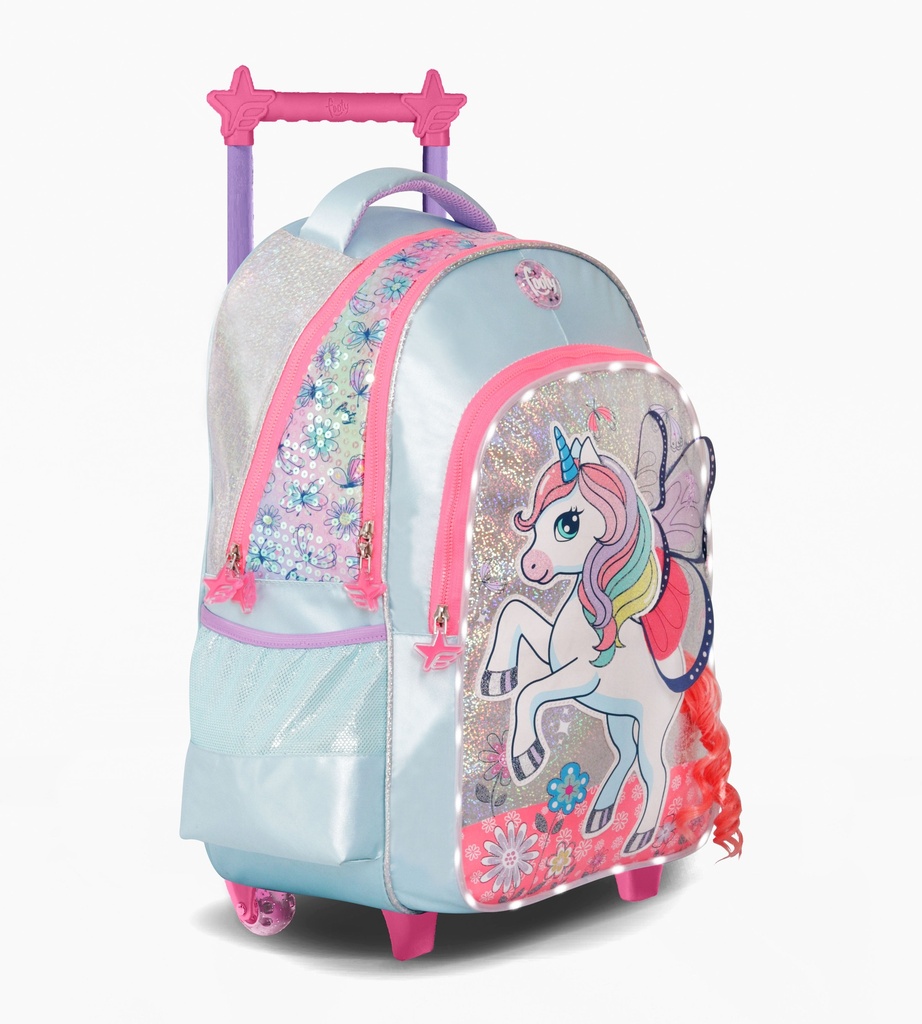 MOCHILA FOOTY C/CARRO 18'' UNICORN WINGS C/LUZ