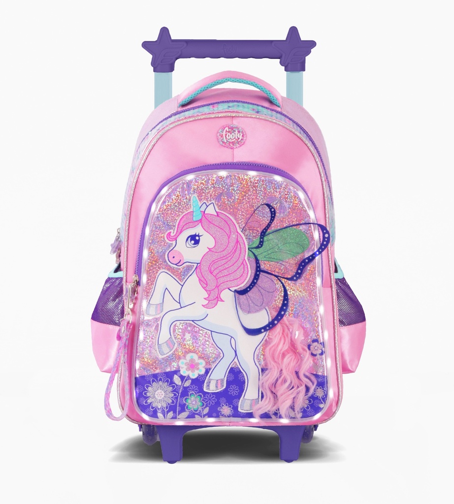 MOCHILA FOOTY C/CARRO 18'' UNICORN WINGS C/LUZ