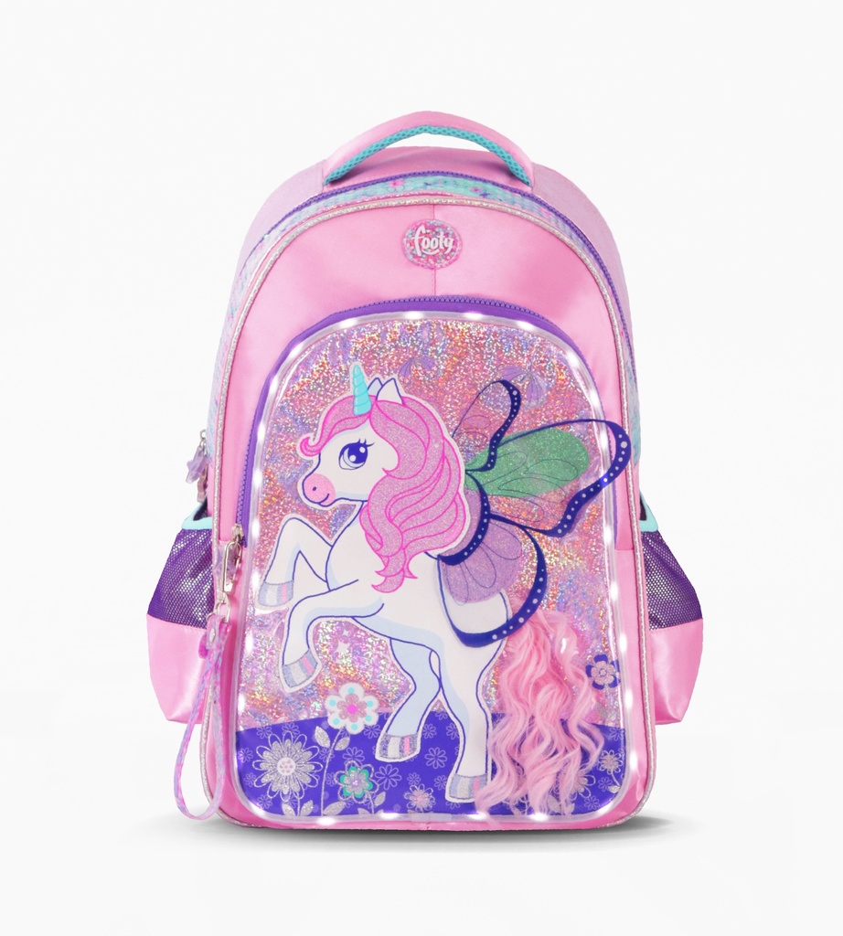 MOCHILA FOOTY ESPALDA 18" CON LUZ LED UNICORN WINGS