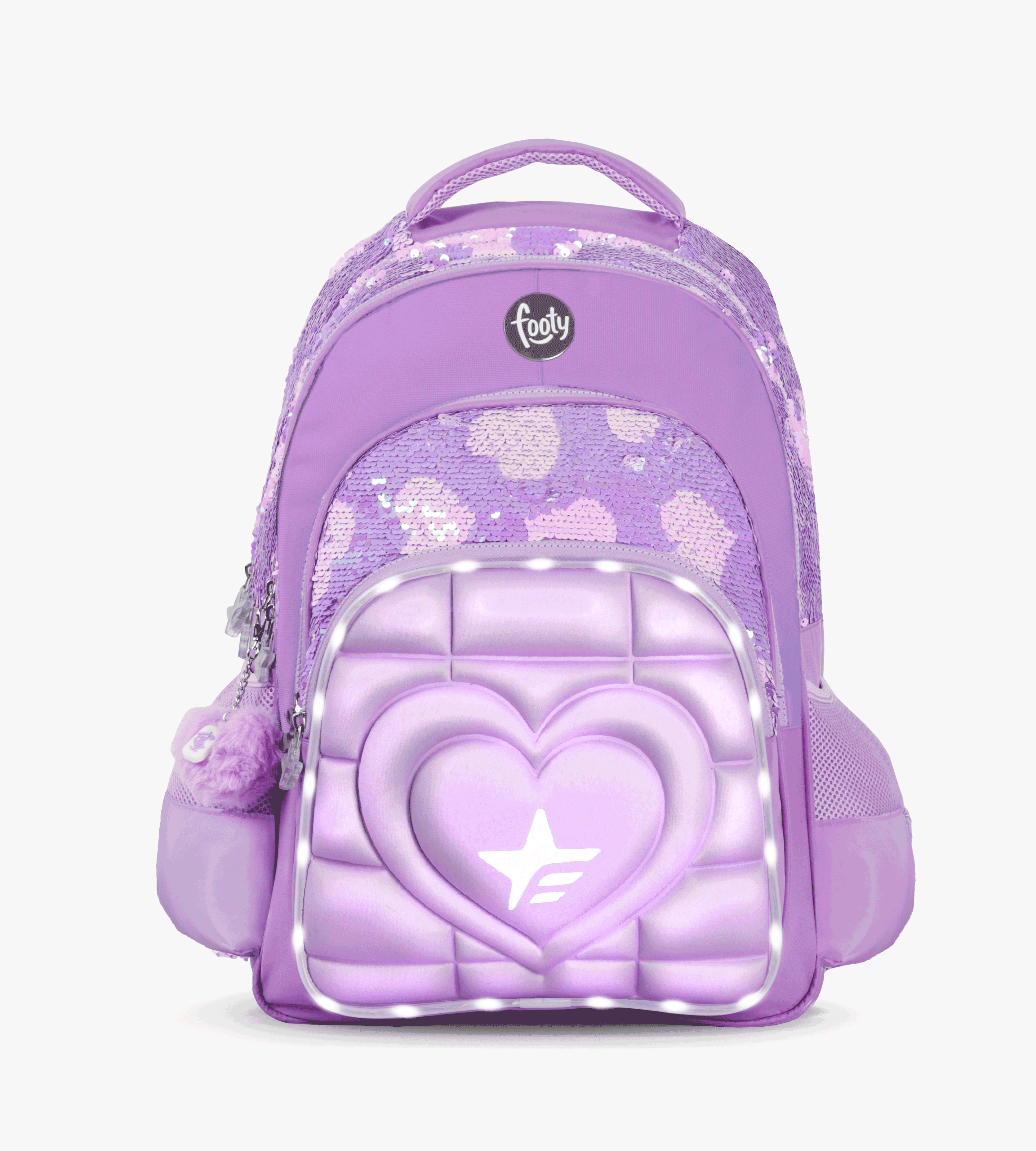 MOCHILA FOOTY ESPALDA 18" CON LUZ LED SUPER HEARTH