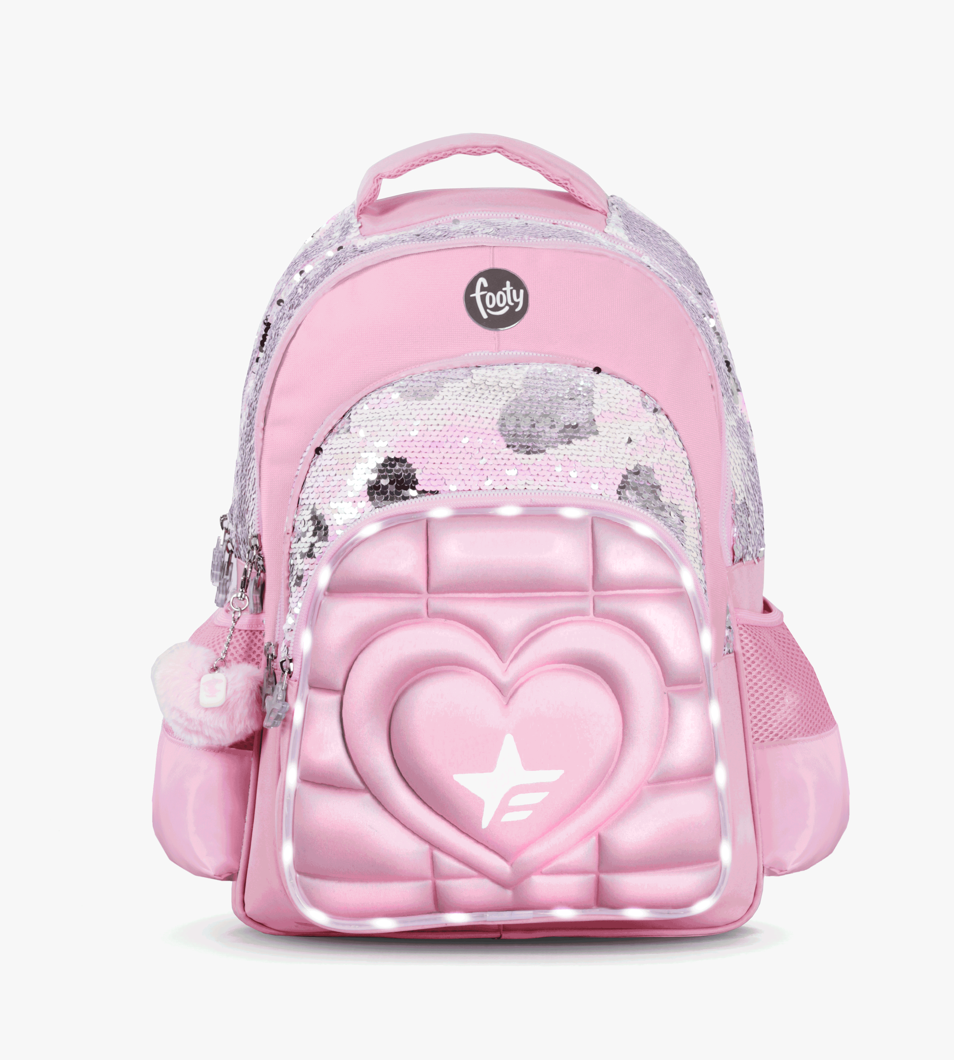 MOCHILA FOOTY ESPALDA 18" CON LUZ LED SUPER HEARTH