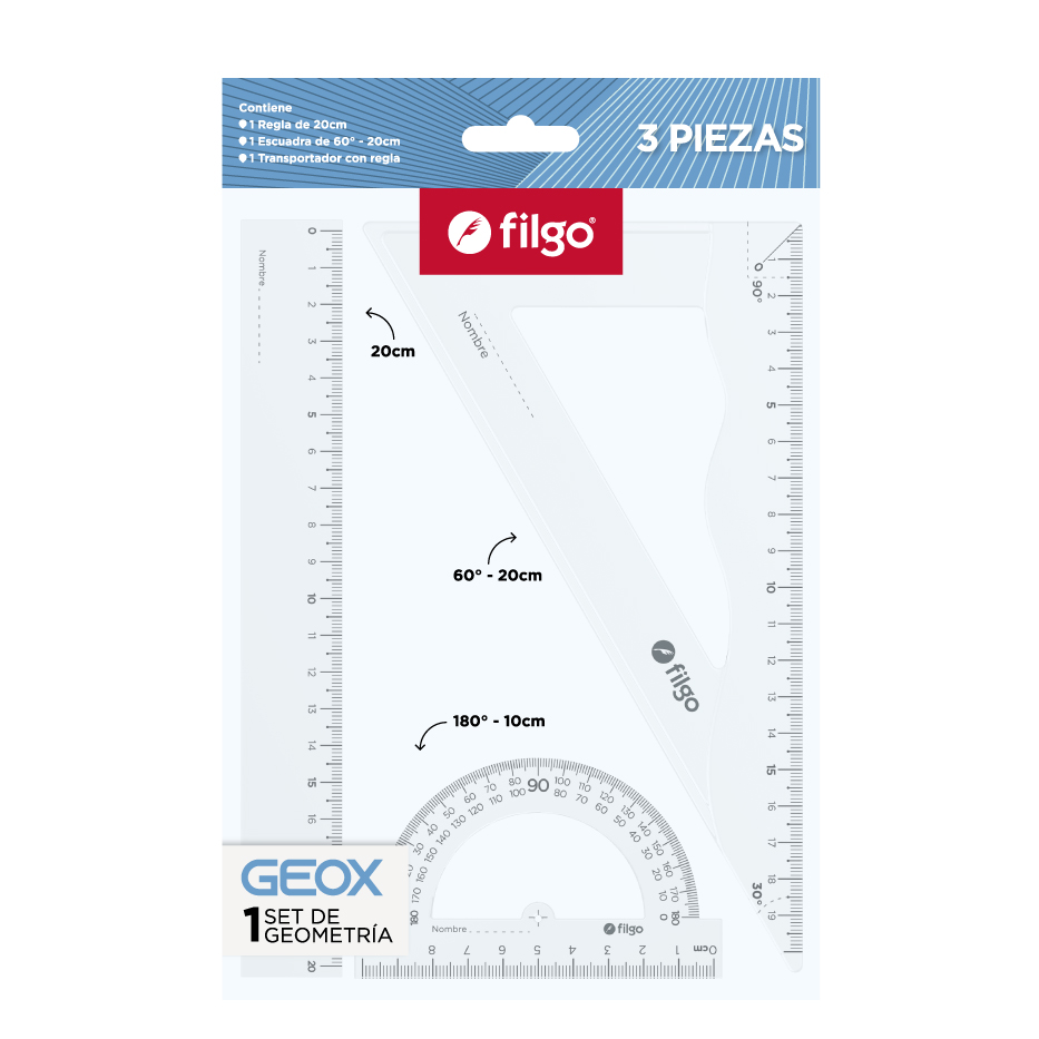SET GEOMETRIA FILGO X3 PIEZAS