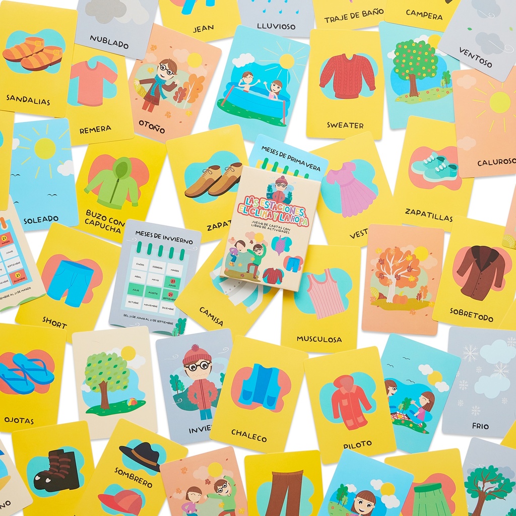 JUEGO DE CARTAS BARCO DE PAPEL LAS ESTACIONES, EL CLIMA Y LA ROPA