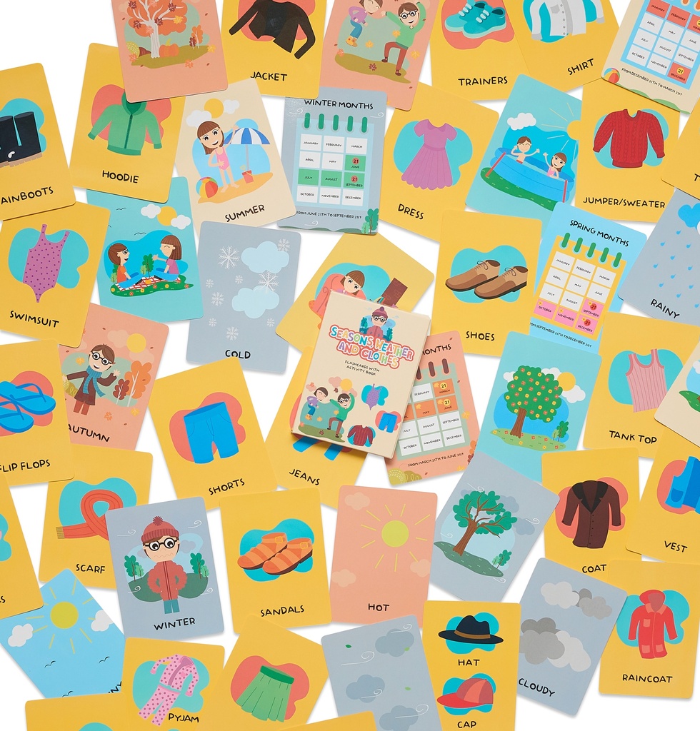 JUEGO DE CARTAS BARCO DE PAPEL SEASONS, WEATHER AND CLOTHES