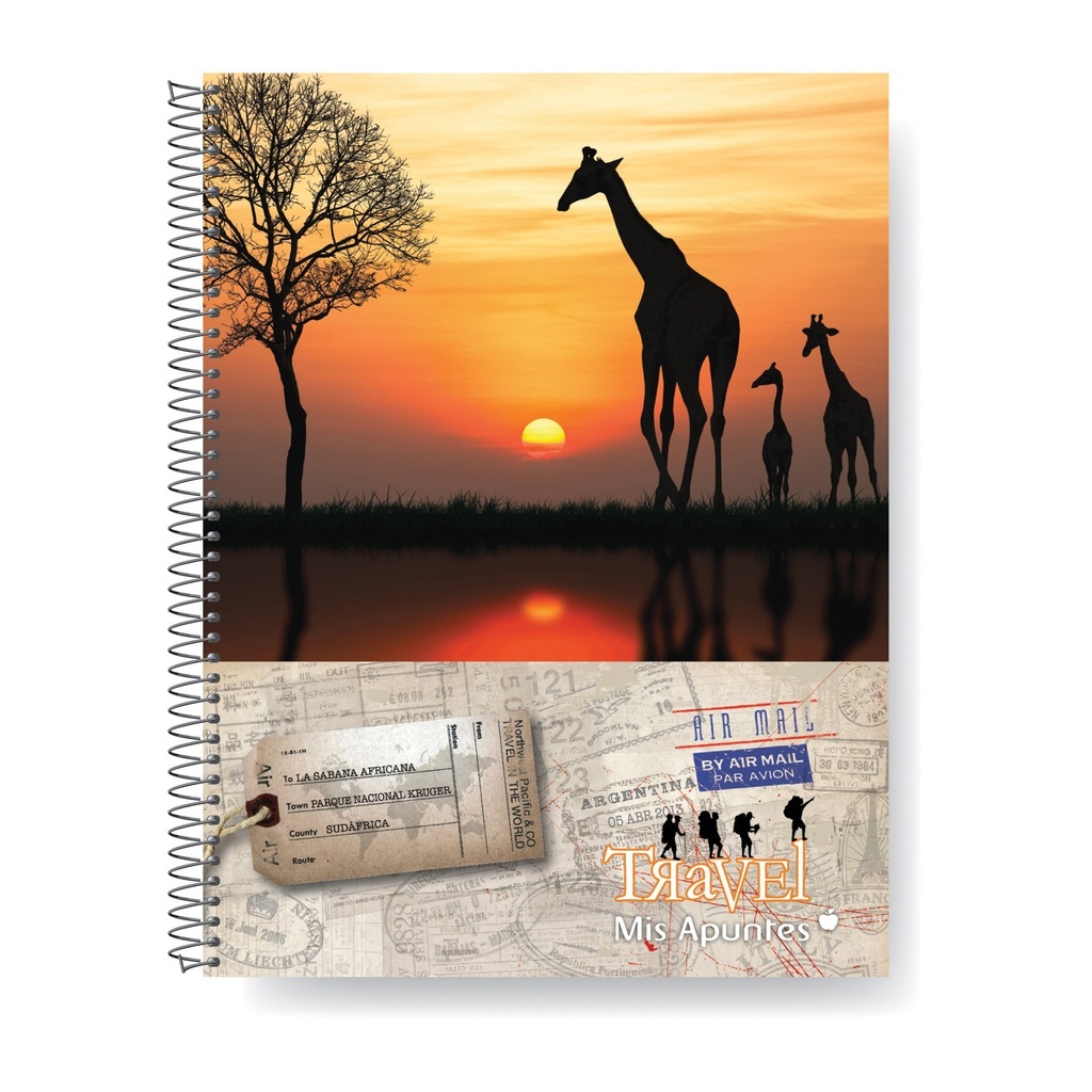 CUADERNO MIS APUNTES TRAVEL CON ESPIRAL 22X29 80H CUADRICULADO
