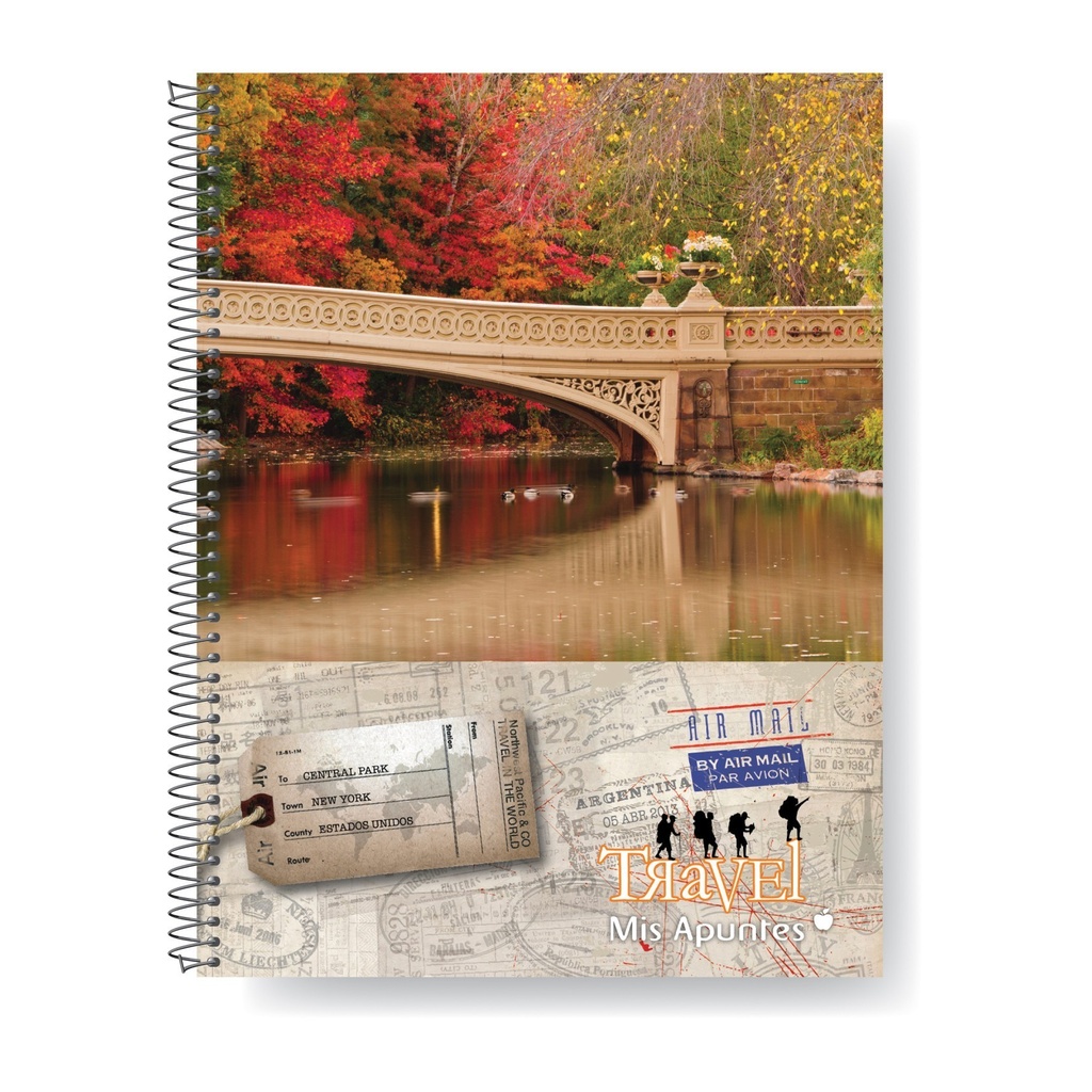 CUADERNO MIS APUNTES TRAVEL CON ESPIRAL 22X29 80H RAYADO