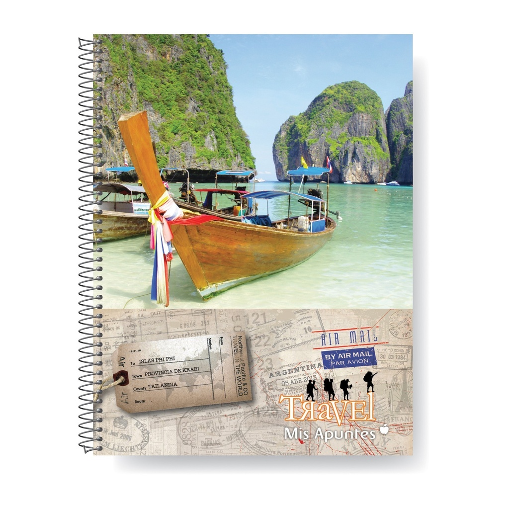 CUADERNO MIS APUNTES TRAVEL CON ESPIRAL 22X29 80H RAYADO