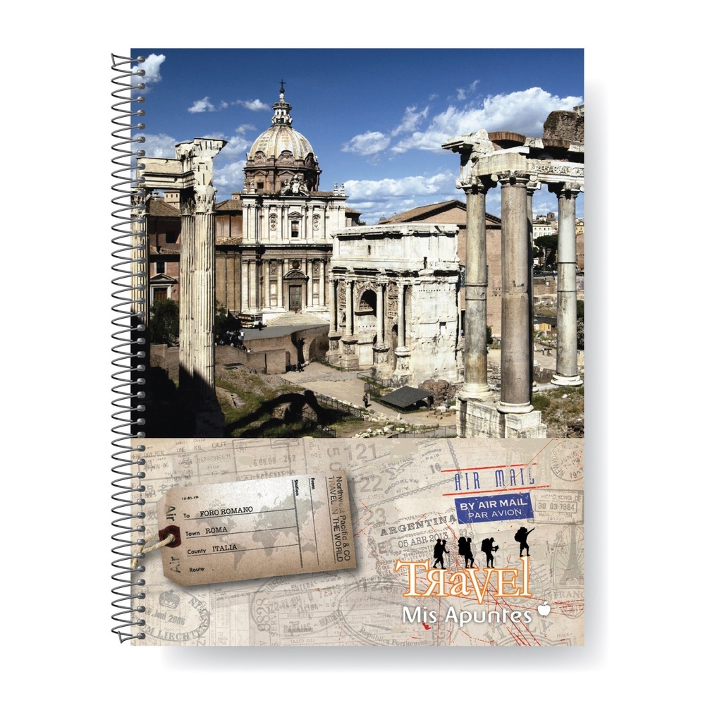 CUADERNO MIS APUNTES TRAVEL CON ESPIRAL 22X29 80H RAYADO
