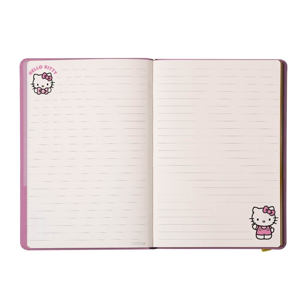 LIBRETA MOOVING NOTES A5 TAPA DURA HELLO KITTY RAYADO