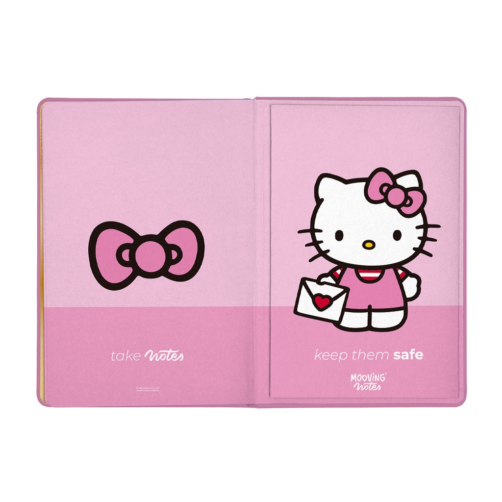 LIBRETA MOOVING NOTES A5 TAPA DURA HELLO KITTY RAYADO