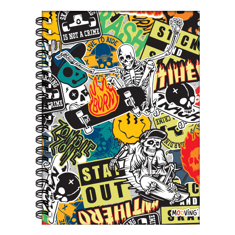 CUADERNO MOOVING TAPA DURA CON ESPIRAL 16X21 80H BLACK MOOD