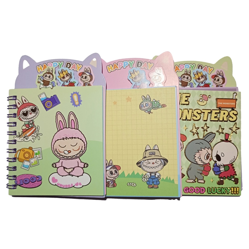 LIBRETA CON STICKERS Y SOLAPAS 95X140MM (STITCH-CAPYBARA-LABUBU)
