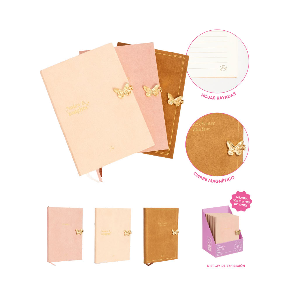 CUADERNO FW BUTTERFLY TAPA DURA 140X200 80HOJAS RAYADAS (PROXIMAMENTE)