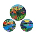 ROMPECABEZAS BARCO DE PAPEL MADERA CIRCULAR X 3 - DINOSAURIOS