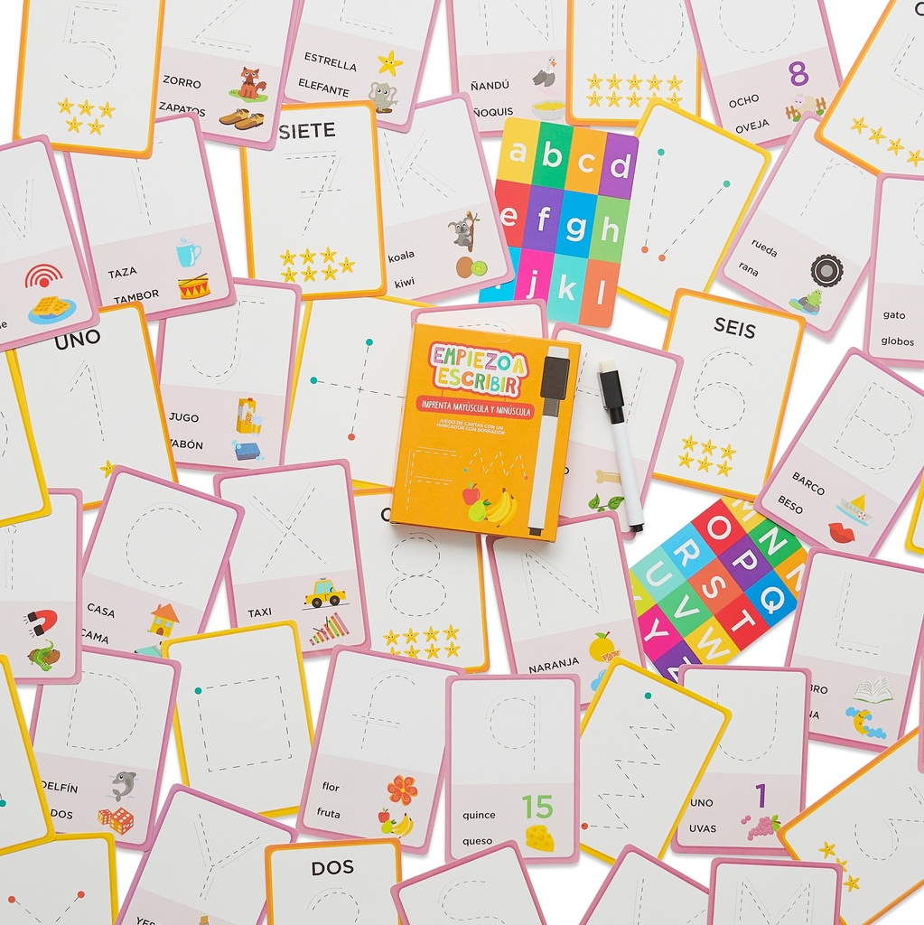 JUEGO DE CARTAS BARCO DE PAPEL EMPIEZO A ESCRIBIR IMPRENTA, MAYUSCULA Y MINUSCULA