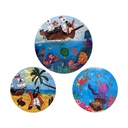 ROMPECABEZAS BARCO DE PAPEL MADERA CIRCULAR X 3 - PIRATAS Y SIRENAS