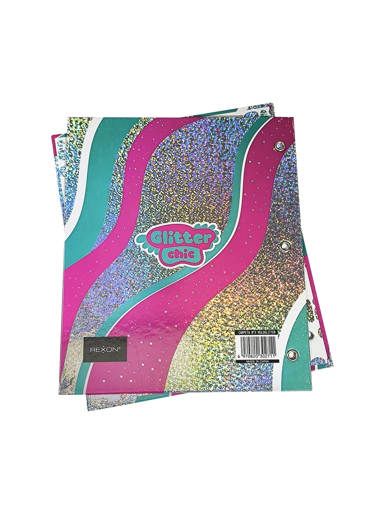 CARPETA REXON Nº3 2 TAPAS GLITTER CHIC