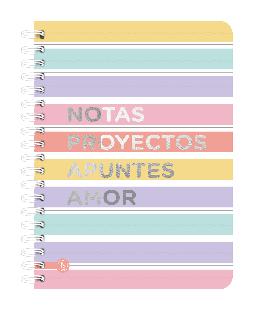 CUADERNO RY A5 SEMIRIGIDO ANILLADO 15x21cm 80 HOJAS RAYADAS MIX 1082