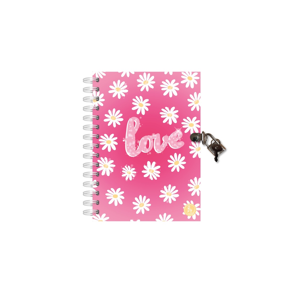 DIARIO INTIMO RY ANILLADO CON GLITTER Y CANDADO 13x18cm 100 HOJAS 1049