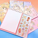 LIBRETA COLOURS ESPIRALADA 60 HOJAS RAYADAS + 16 PLANCHAS STICKERS UNICORNIO