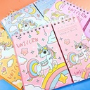 LIBRETA COLOURS ESPIRALADA 60 HOJAS RAYADAS + 16 PLANCHAS STICKERS UNICORNIO