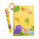 LIBRETA COLOURS + BOLIGRAFO X 6 COLORES Y CINTA DINOS