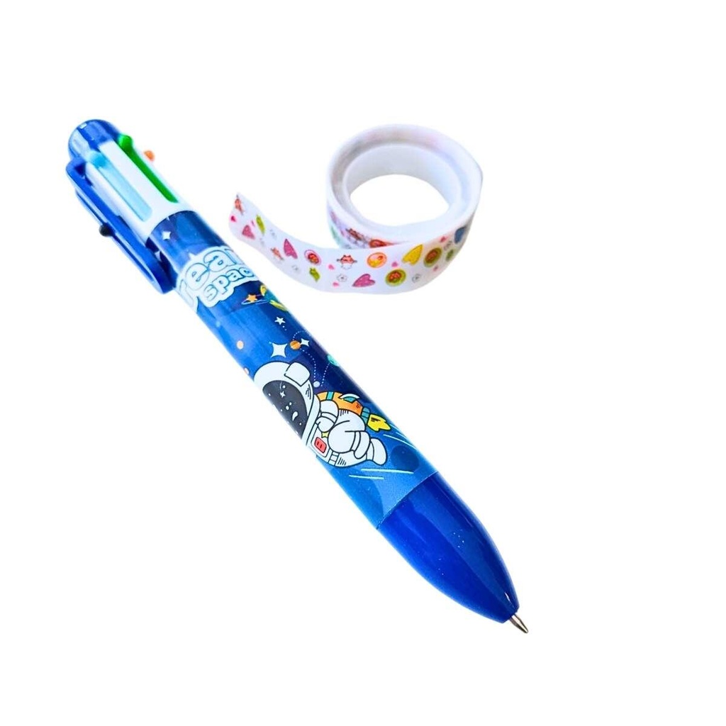 LIBRETA COLOURS + BOLIGRAFO X 6 COLORES Y CINTA ESPACIAL