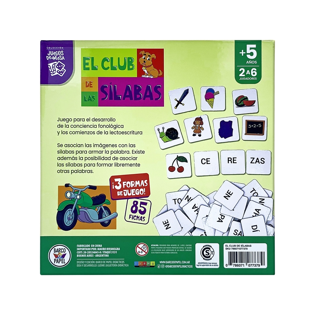 JUEGO DE MESA BARCO DE PAPEL EL CLUB DE LAS SILABAS