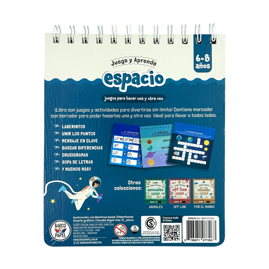 LIBRO BARCO DE PAPEL MI LIBRO JUEGO Y APRENDO ESPACIO