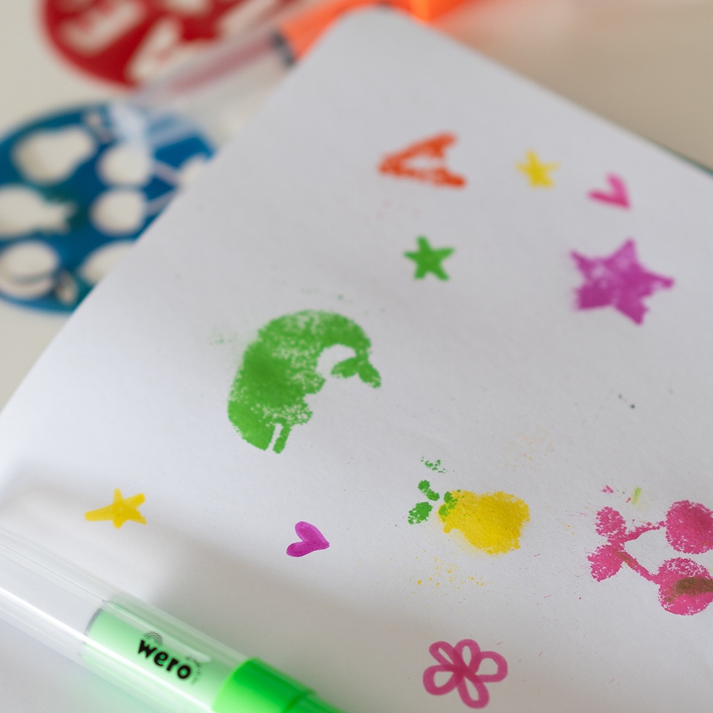 MARCADORES WERO + STENCILS X 8 COLORES SURTIDOS