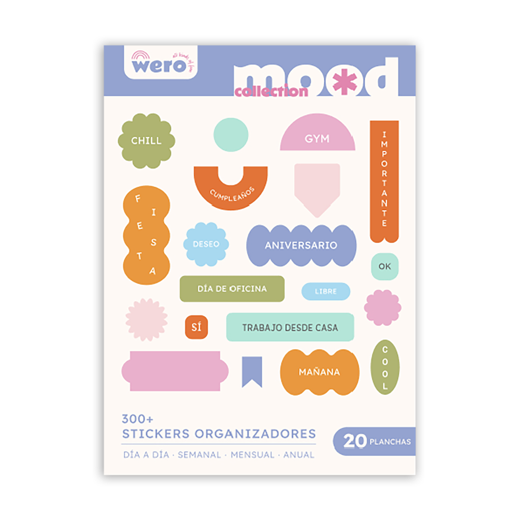 STICKERS WERO ORGANIZADORES BLOCK X 20 PLANCHA DISEÑOS SURTIDOS