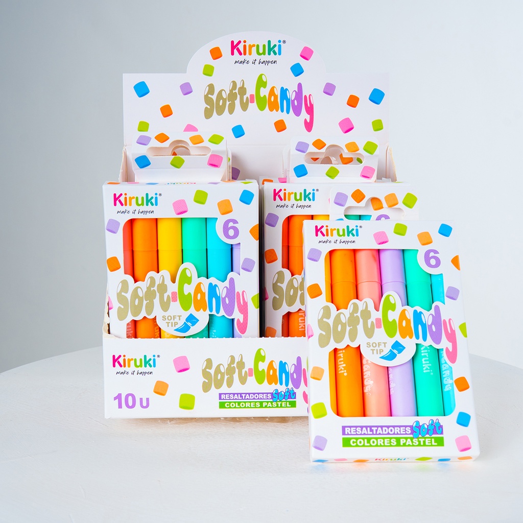 RESALTADOR KIRUKI MINI SOFT CANDY X 6 COLORES PASTEL