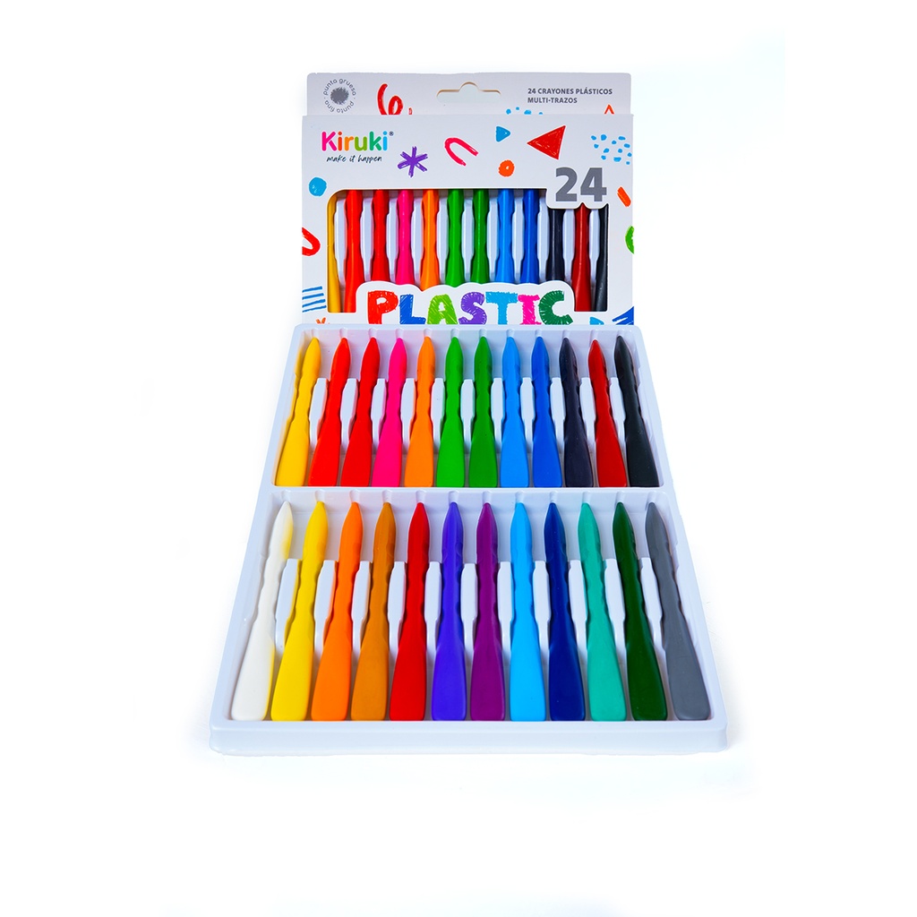 CRAYONES KIRUKI PLASTICOS MULTITRAZO X 24 COLORES SURTIDOS
