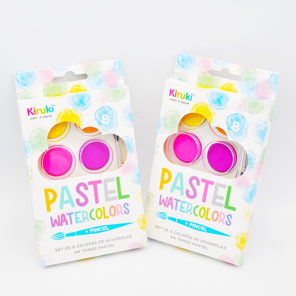 ACUARELAS KIRUKI X 8 COLORES PASTEL + PINCEL