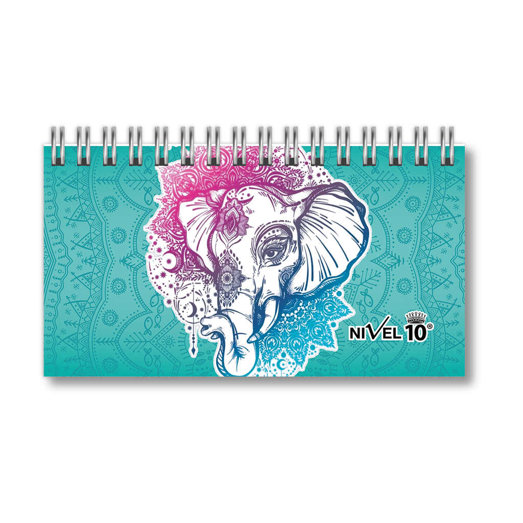 AGENDA NIVEL 10 16X8.5 SV ESPIRALADA CON ELASTICO Y CINTA SEÑALADORA LINEA ELEFANTES