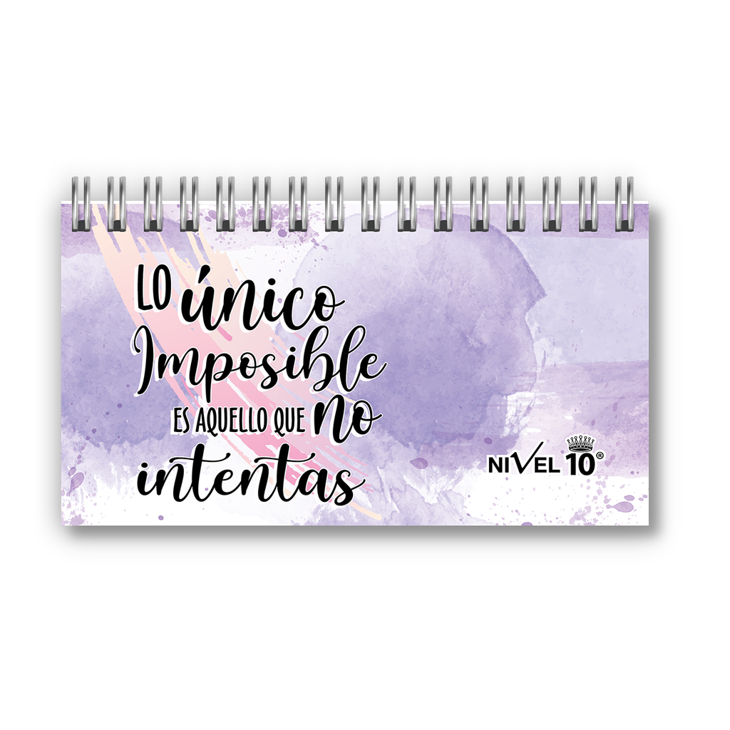 AGENDA NIVEL 10 16X8.5 SV ESPIRALADA CON ELASTICO Y CINTA SEÑALADORA LINEA FRASES