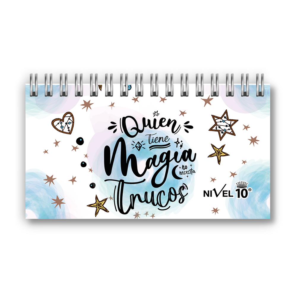 AGENDA NIVEL 10 16X8.5 SV ESPIRALADA CON ELASTICO Y CINTA SEÑALADORA LINEA FRASES