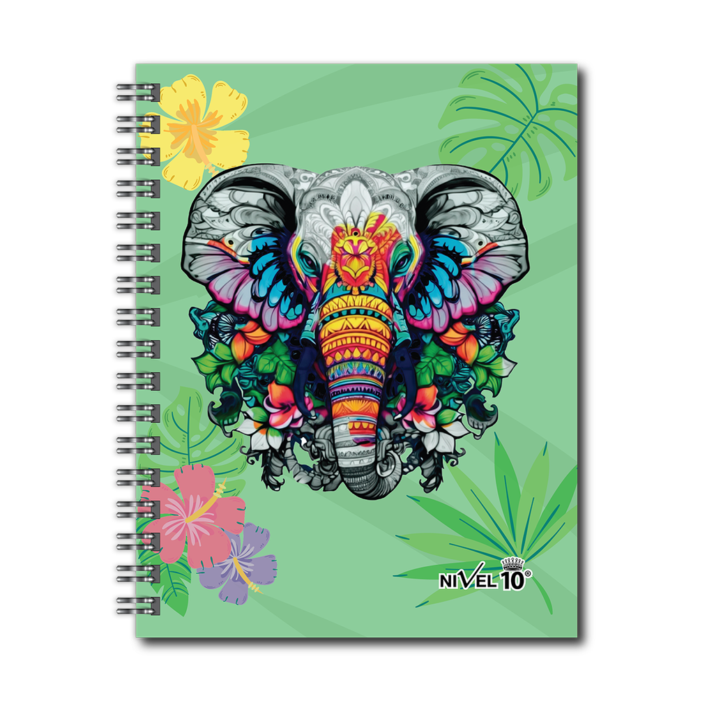 AGENDA NIVEL 10 11x17 DXP ESPIRALADA CON ELASTICO Y CINTA SEÑALADORA LINEA ELEFANTES