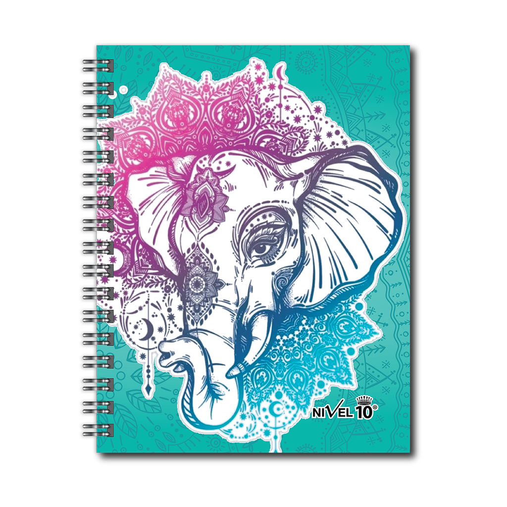 AGENDA NIVEL 10 11x17 DXP ESPIRALADA CON ELASTICO Y CINTA SEÑALADORA LINEA ELEFANTES