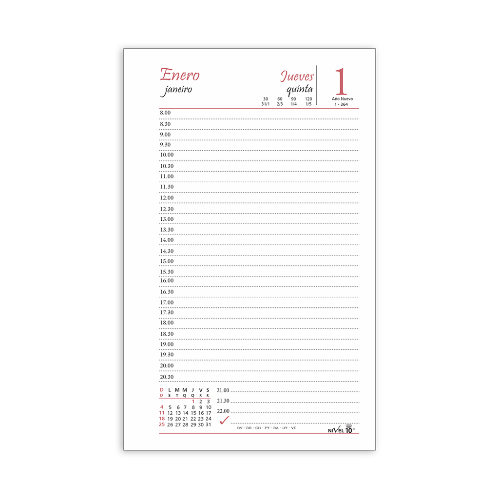 REPUESTO AGENDA NIVEL 10 11x17cm DIA POR PAGINA CON INDICE