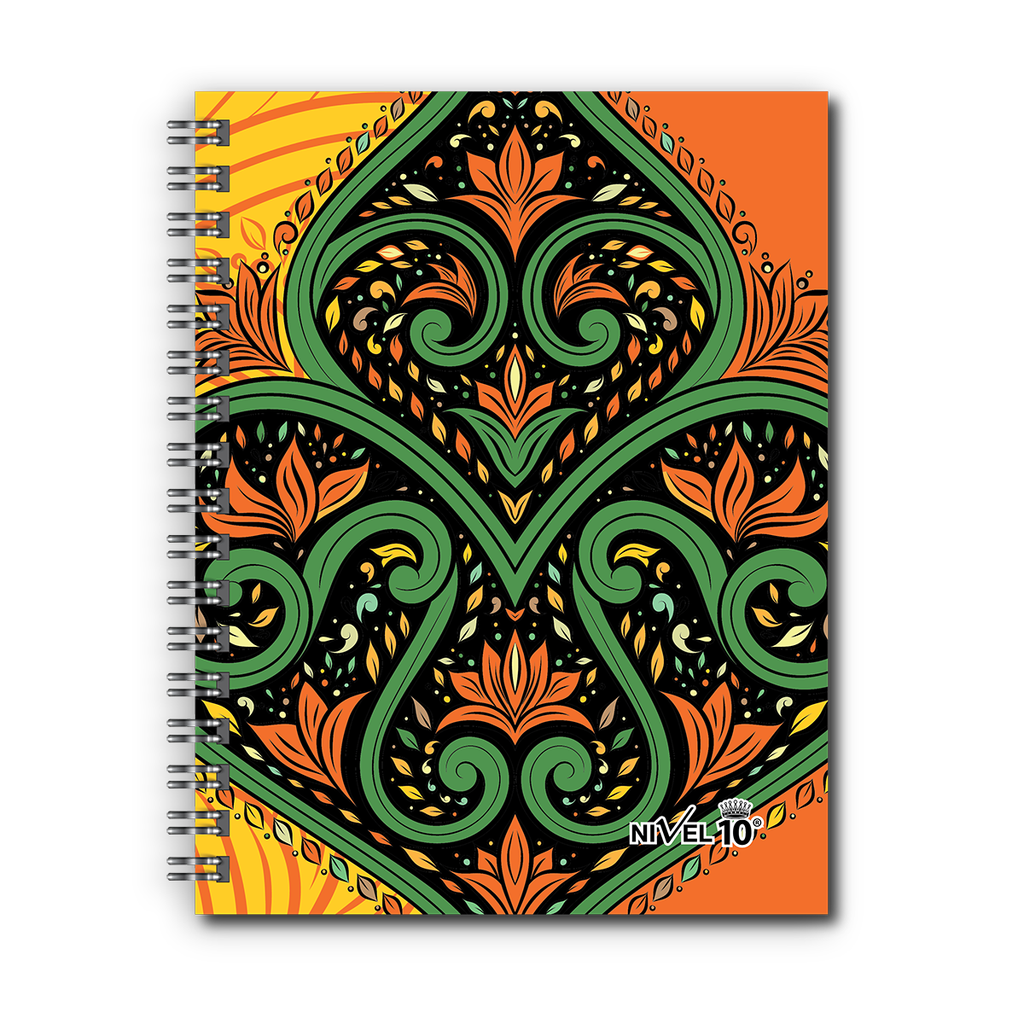 AGENDA NIVEL 10 14x19 DXP ESPIRALADA CON INDICE TROQUELADO, ELASTICO Y CINTA SEÑALADORA LINEA MANDALAS